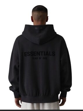 Essentials Fear of God Charcoal Black Logo Hoodie Small
